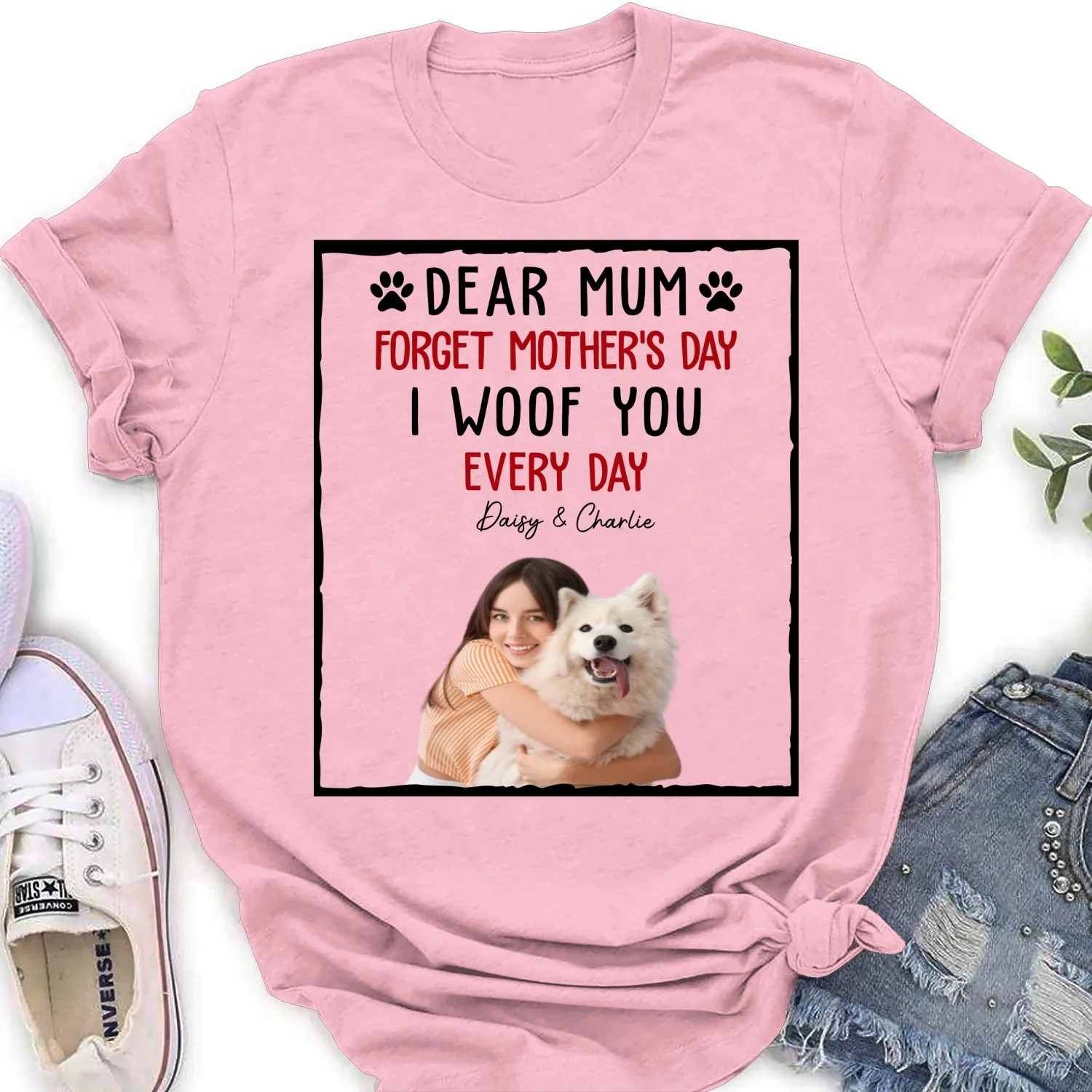 With My Dad Photo - Personalized Custom Women's T-Shirt - Image 4