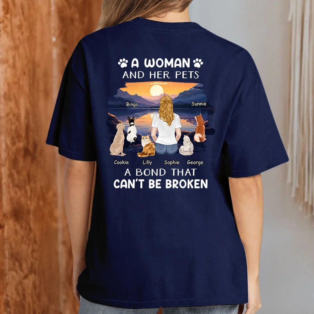 Woman With Pets - Personalized Custom Unisex T-shirt - Image 5