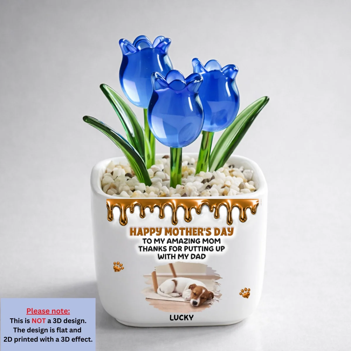 Wonderful Time Beside Dog Mom Photo - Personalized Custom 3D Effect Glass Everlasting Tulips - Image 5