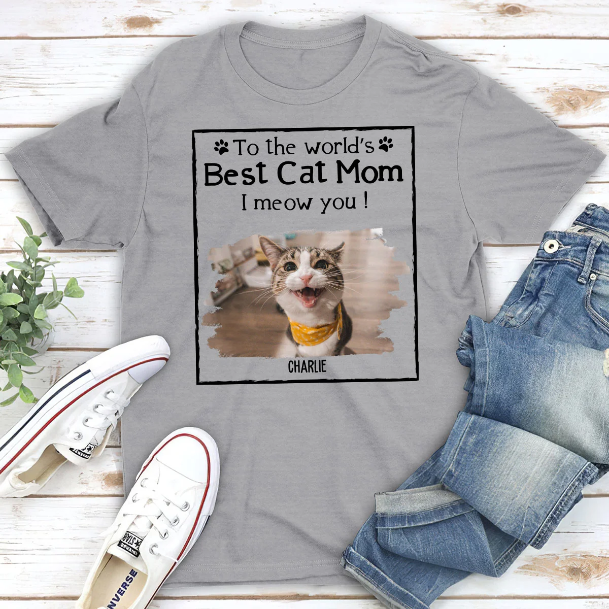 Woof Best Cat Mom Dad Cartoon Photo - Personalized Custom Shirt - Image 3