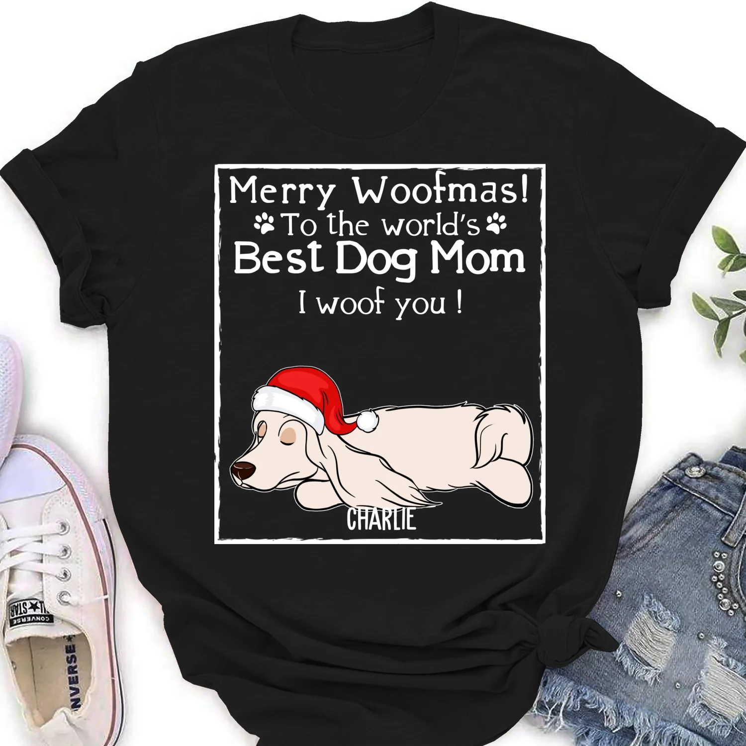 Woof Best Dog Dad Mom Ever - Personalized Custom Women's T-shirt - Image 6