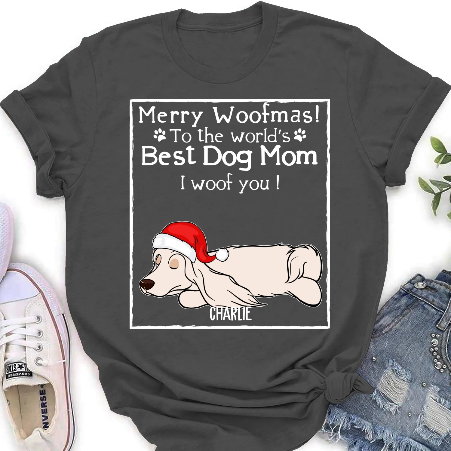 Woof Best Dog Dad Mom Ever - Personalized Custom Women's T-shirt - Image 8