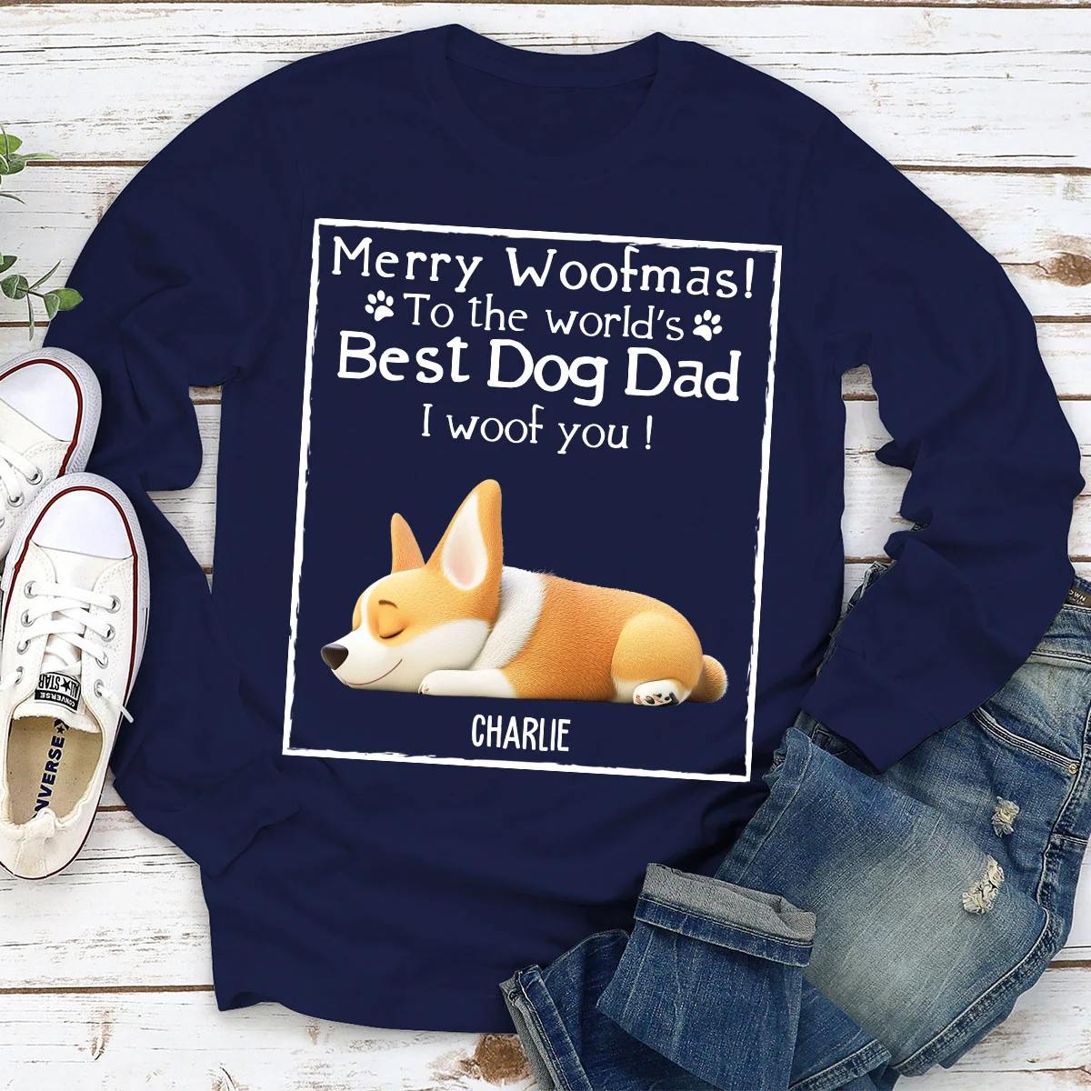 Woof Best Dog Mom Mum Cartoon - Personalized Custom Long Sleeve T-Shirt - Image 2