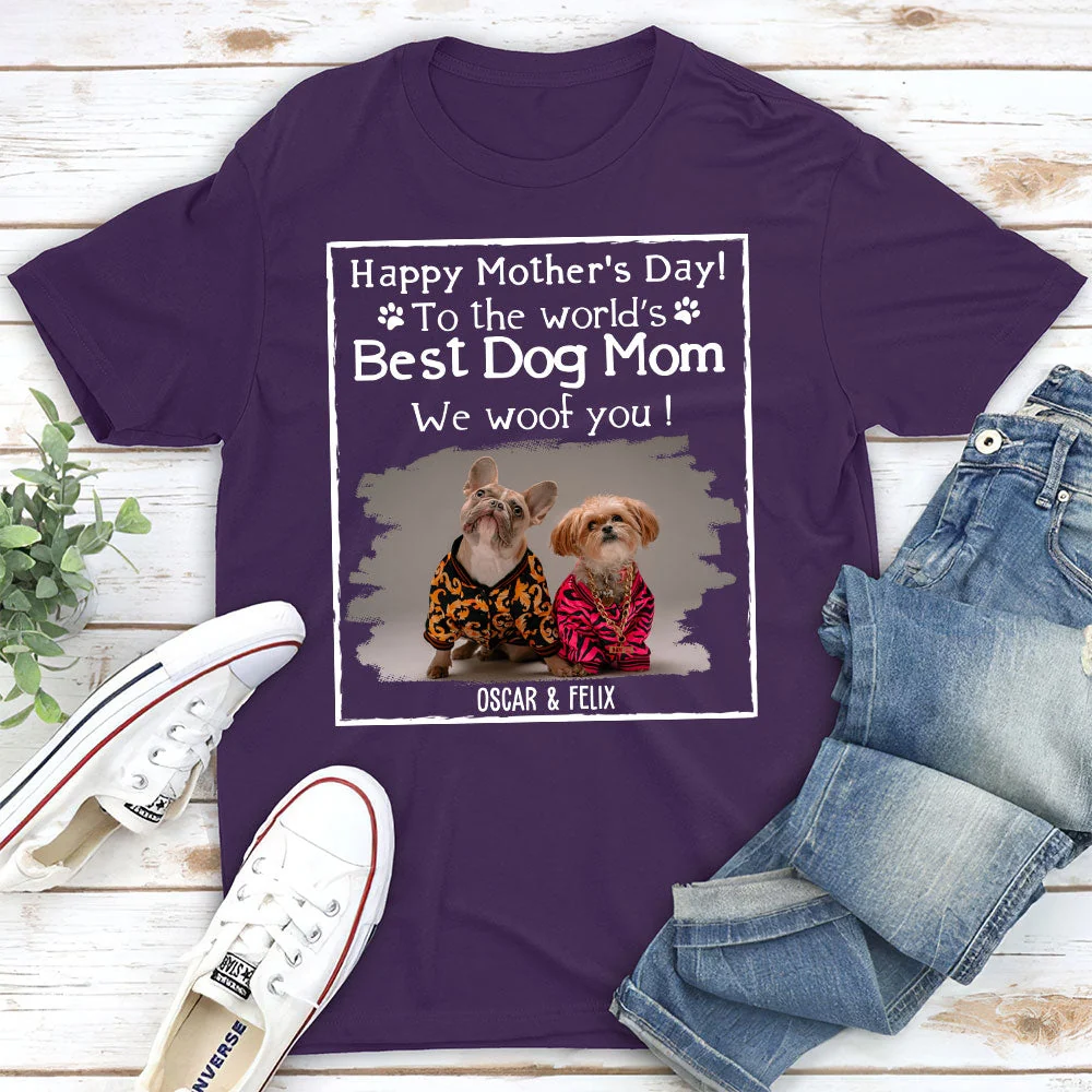 Woof Best Dog Mom Version 2 - Personalized Custom Unisex T-shirt - Image 5