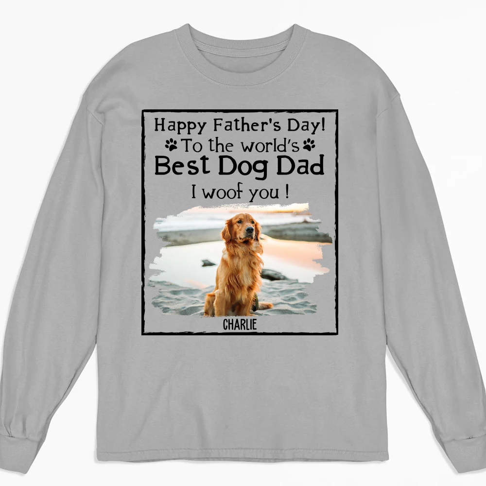 Woof Best Dog Parent Cartoon Photo - Personalized Custom Long Sleeve T-Shirt