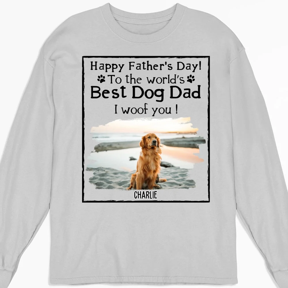 Woof Best Dog Parent Cartoon Photo - Personalized Custom Long Sleeve T-Shirt - Image 4