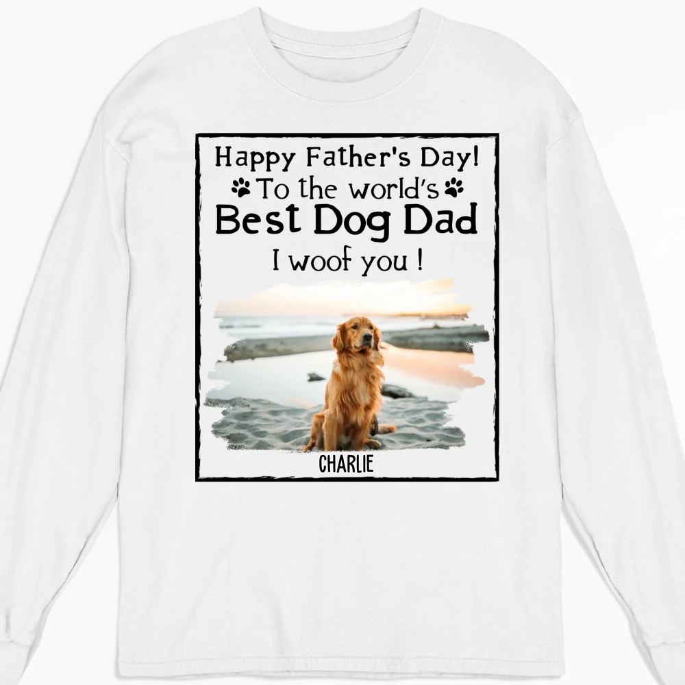 Woof Best Dog Parent Cartoon Photo - Personalized Custom Long Sleeve T-Shirt - Image 5