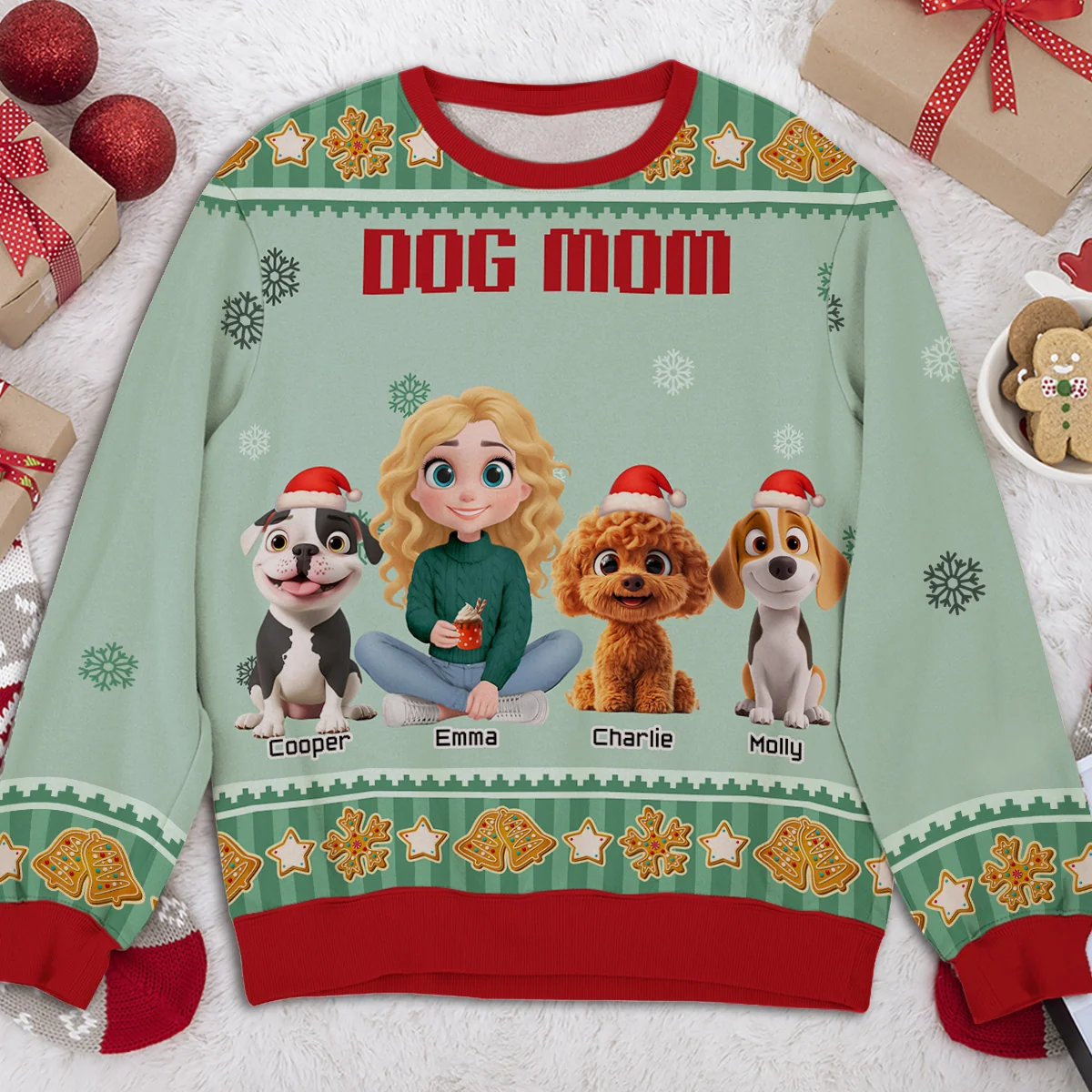 Woof Woof Christmas - Personalized Custom All-Over-Print Sweatshirt - Image 3