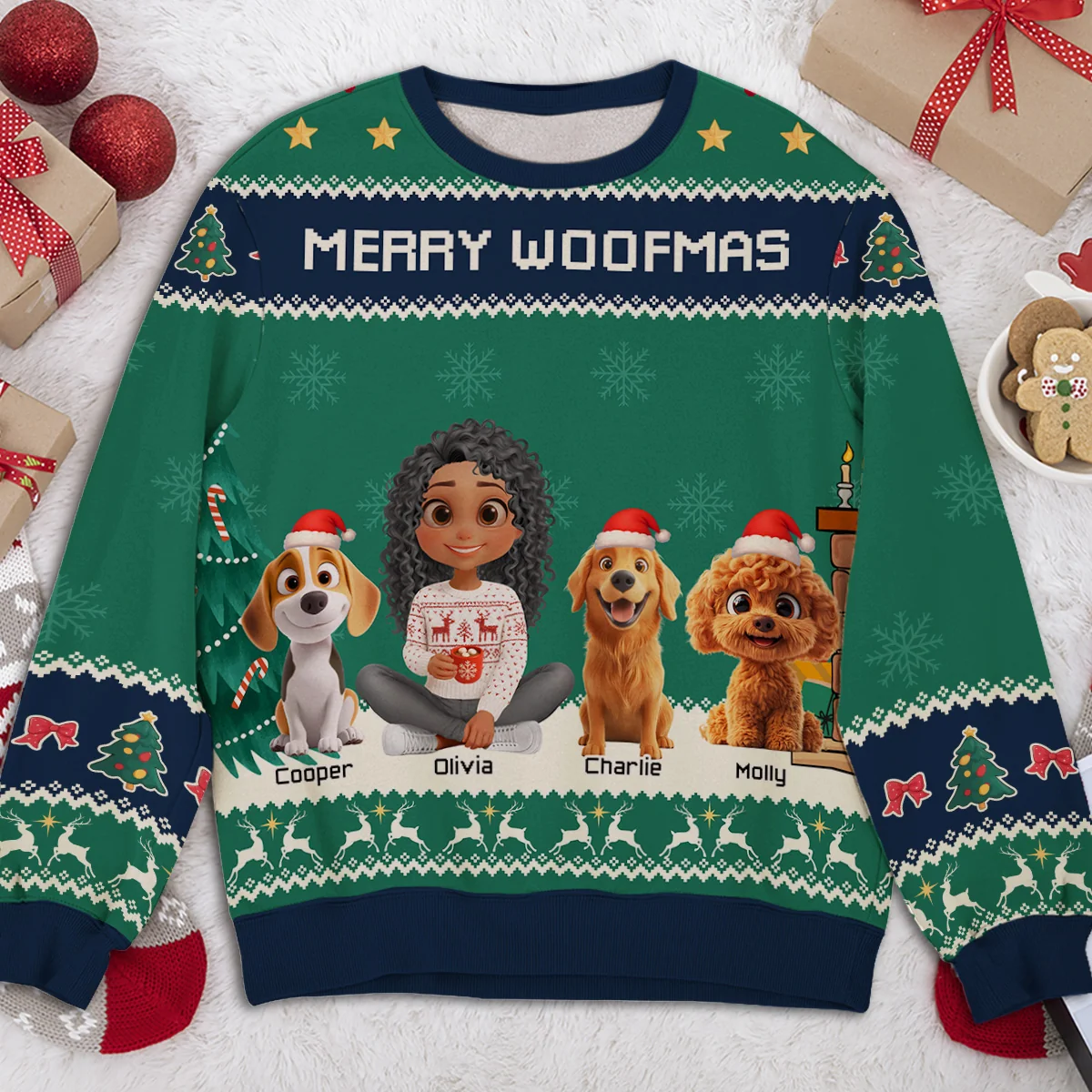 Woof You A Merry Christmas - Personalized Custom All-Over-Print Sweatshirt - Image 3