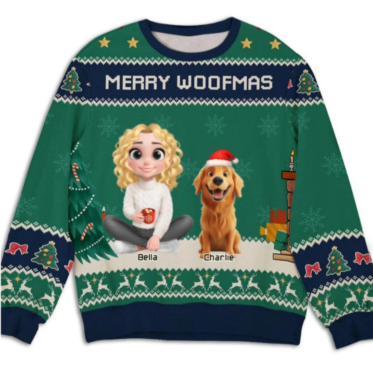 Woof You A Merry Christmas - Personalized Custom All-Over-Print Sweatshirt - Image 7