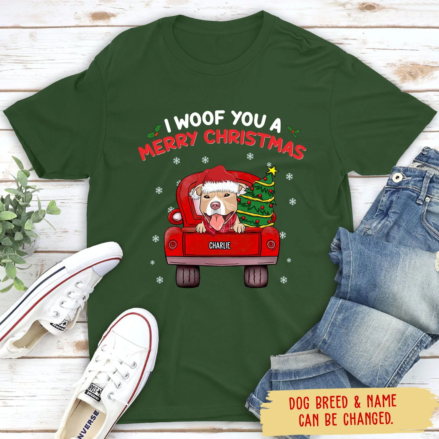Woof You A Merry Christmas - Personalized Custom Unisex T-shirt - Image 2