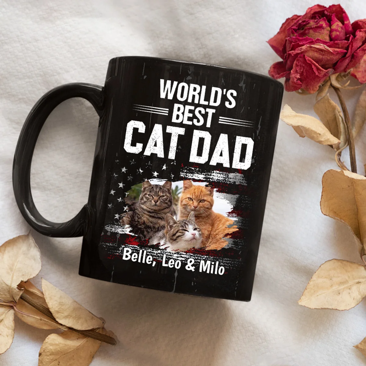 World Best Cat Dad Photo - Personalized Custom Coffee Mug - Image 3