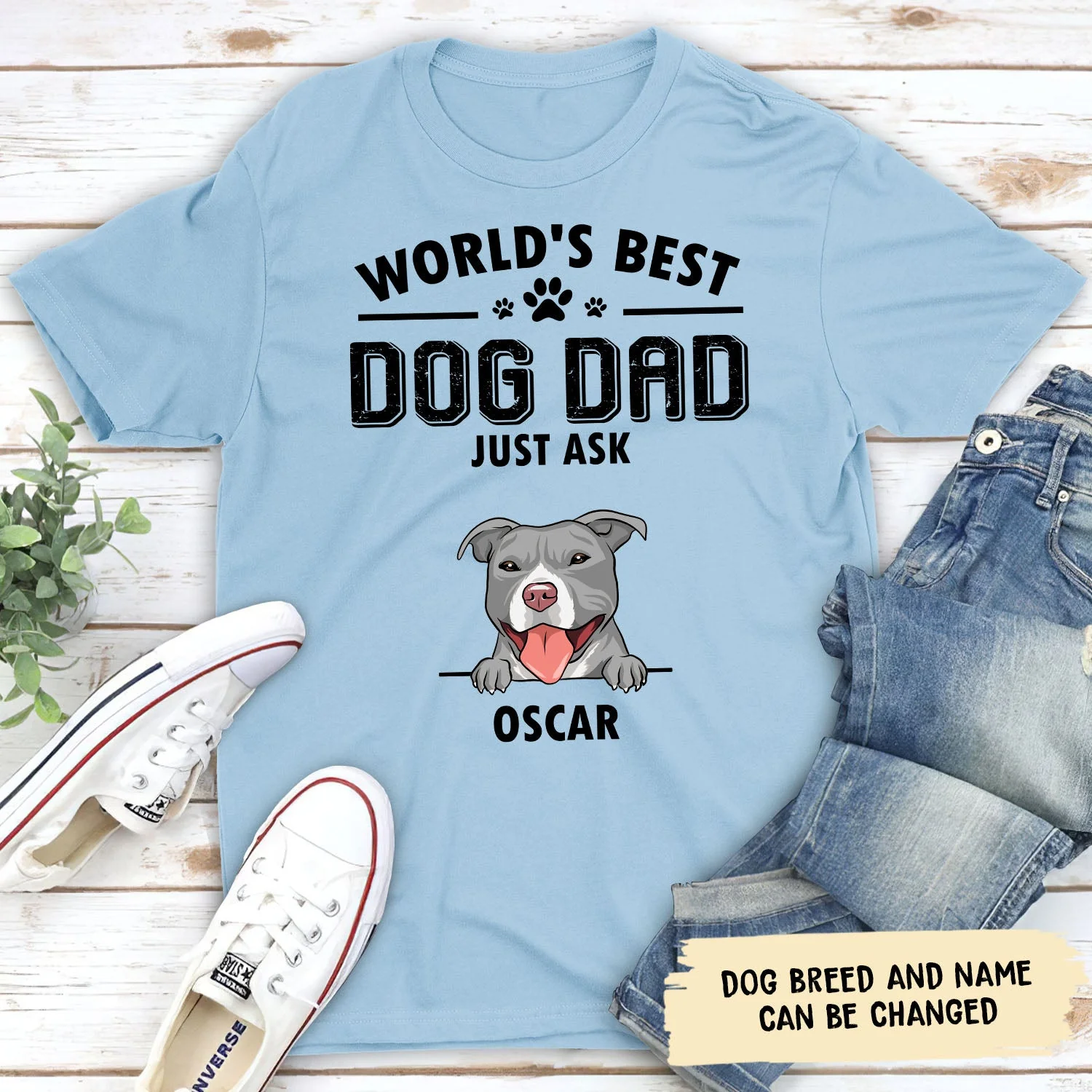 World's Best Dog Dad 1 - Personalized Custom Unisex T-shirt - Image 2