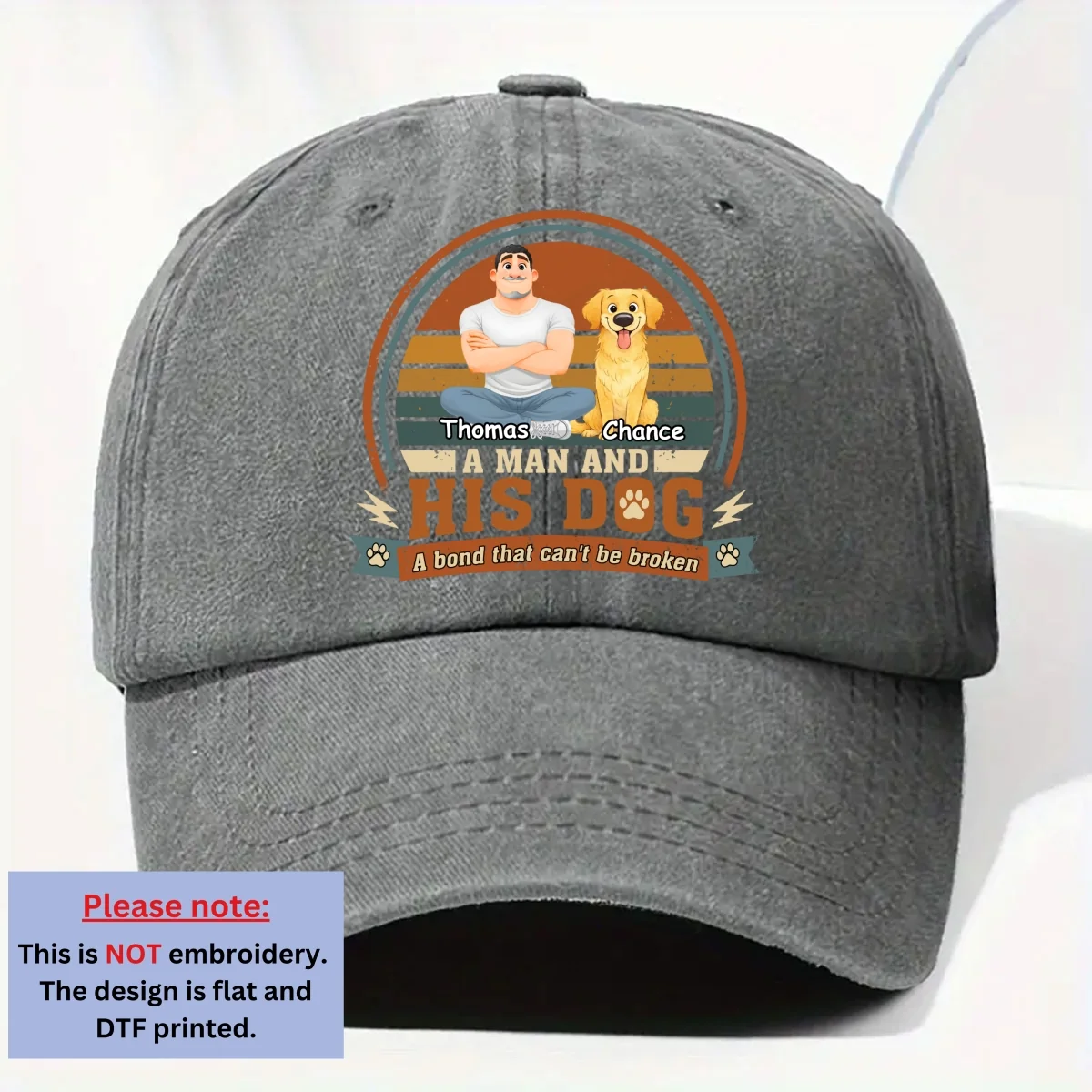 Yes We Bond - Personalized Custom Vintage Washed Denim Cap - Image 7