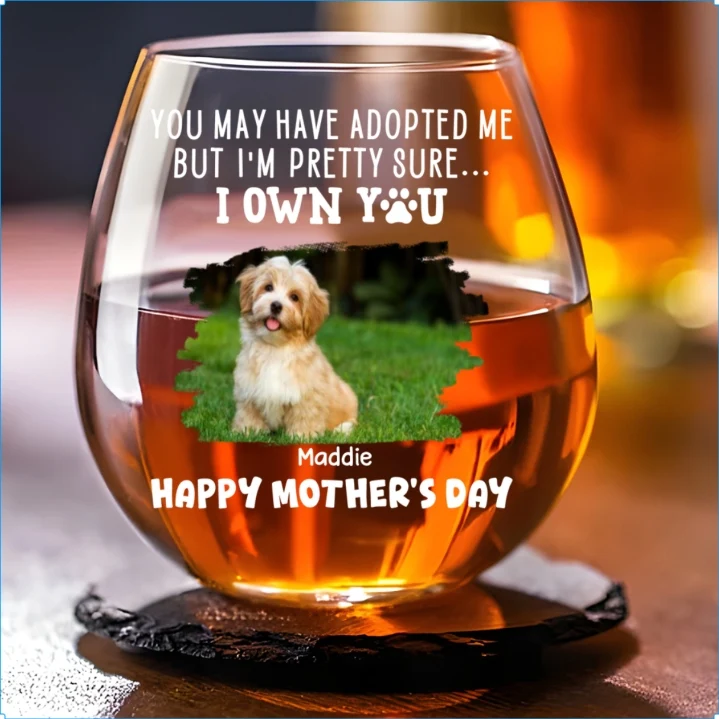 You Adopted Me But I Rule The House Photo - Personalized Custom Wine Glass - Image 5
