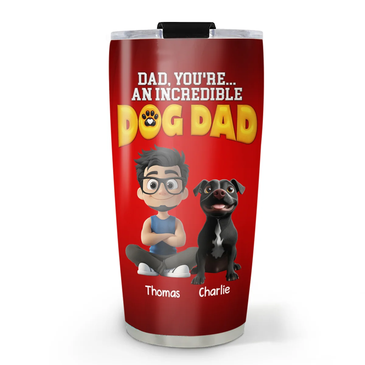 You Are An Awesome Dog Dad - Personalized Custom 3D Inflated Effect Tumbler