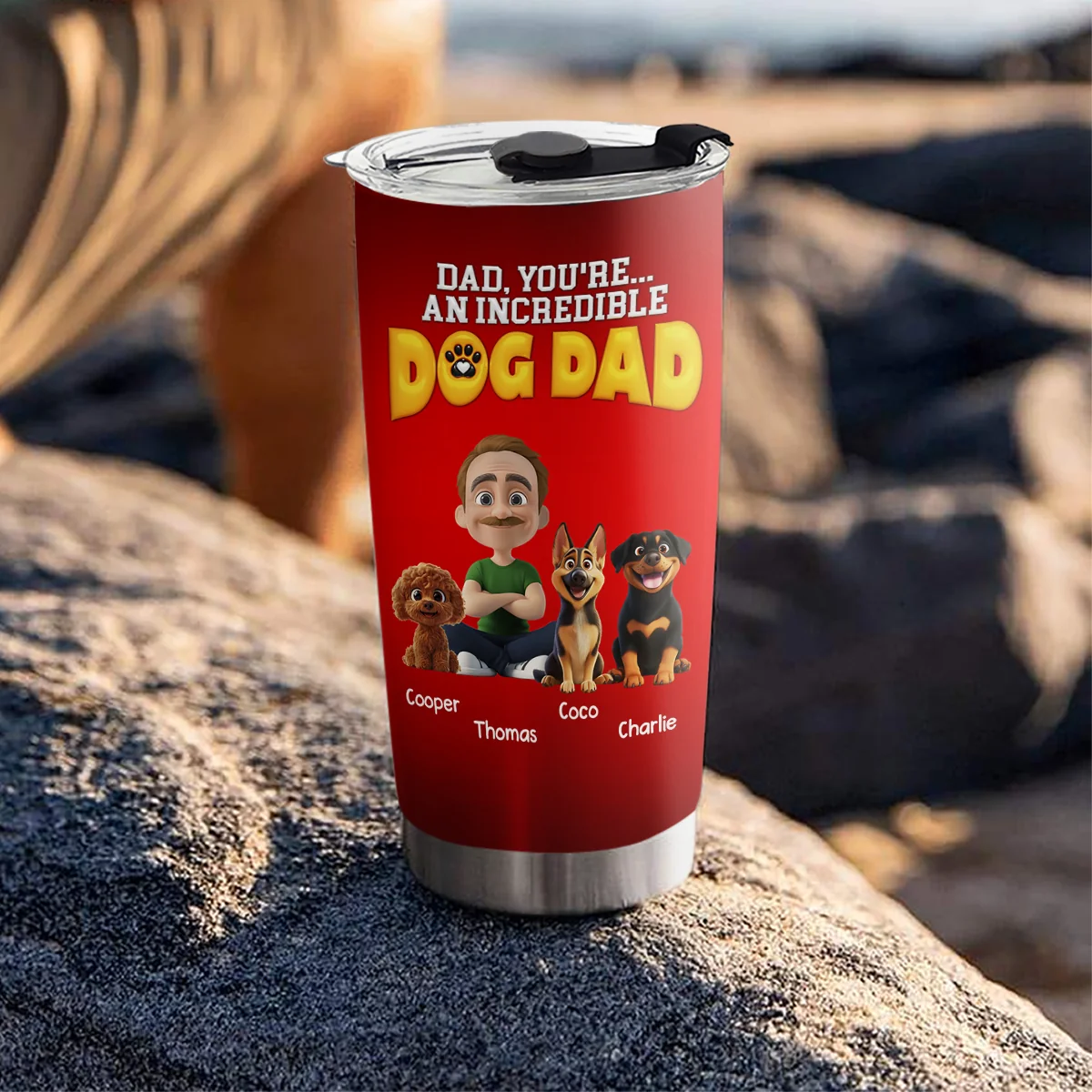 You Are An Awesome Dog Dad - Personalized Custom 3D Inflated Effect Tumbler - Image 3