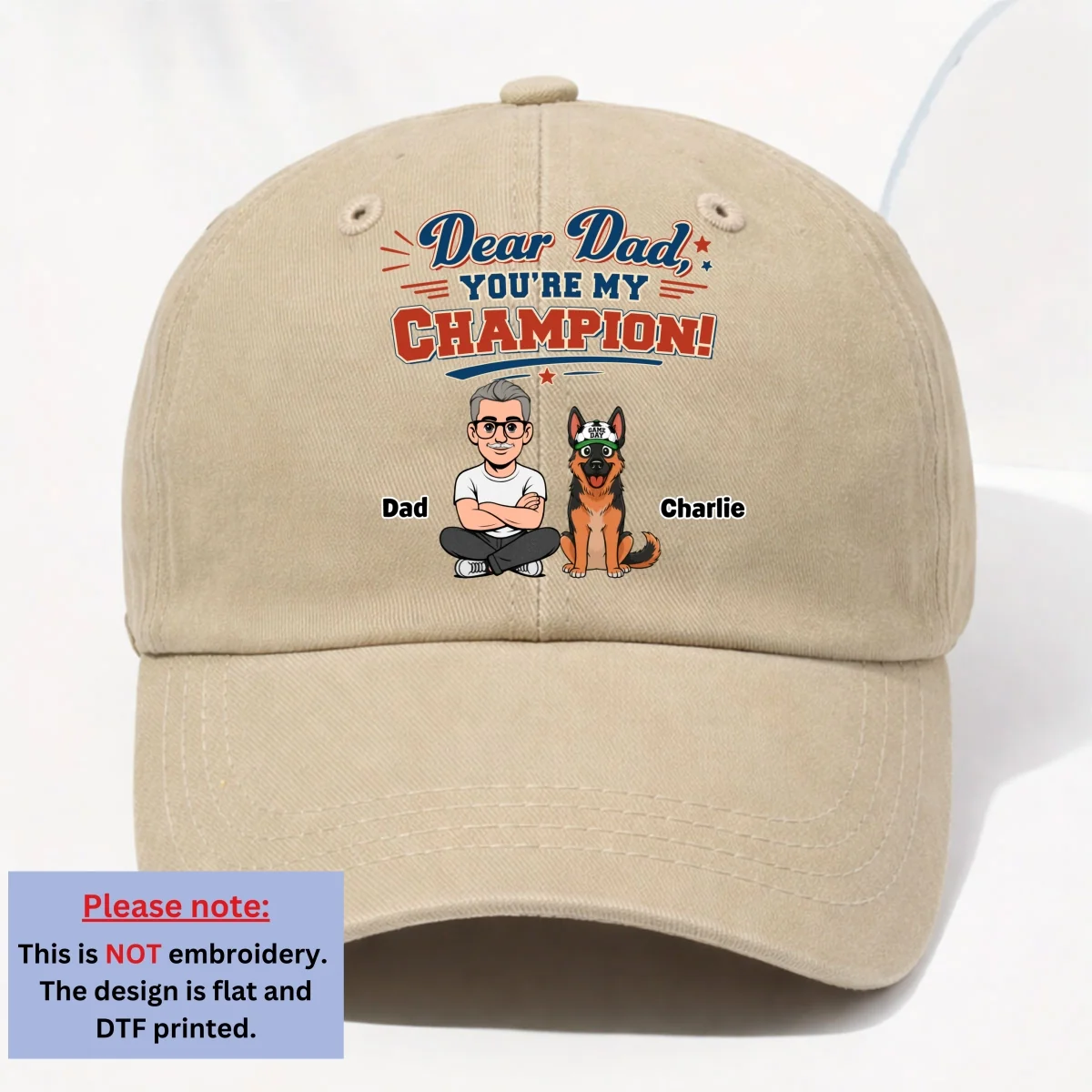 You Are My Champion - Personalized Custom Vintage Washed Denim Cap - Image 11