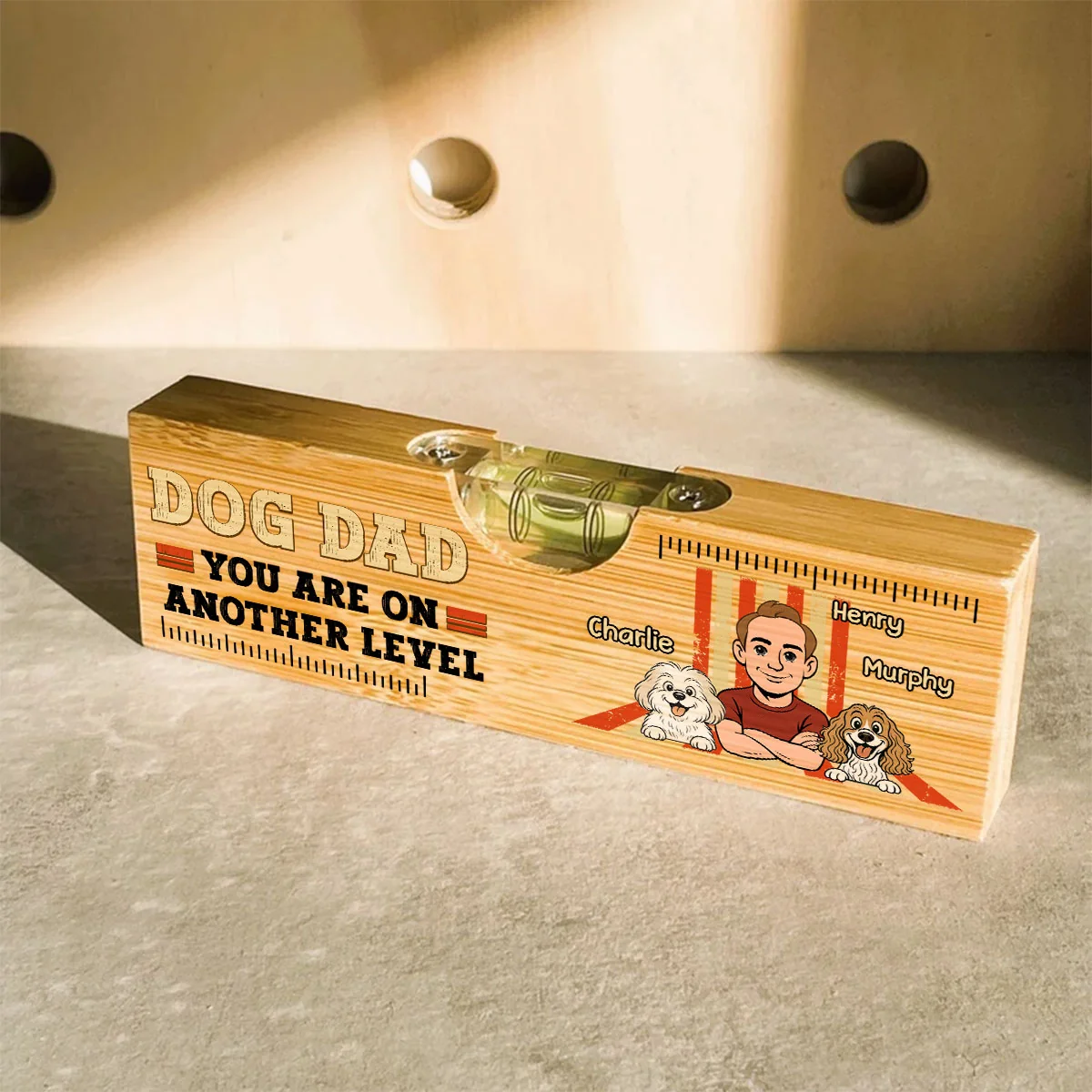 You Are On Another Level Dog Dad - Personalized Custom Wooden Spirit Level Bottle Opener - Image 4
