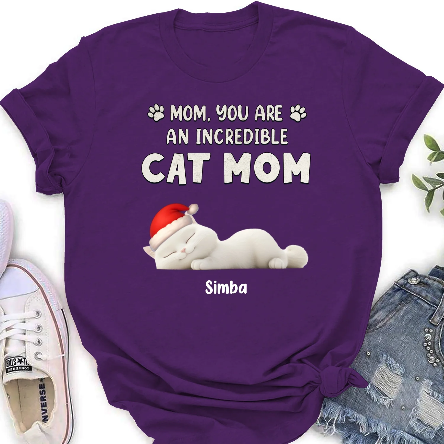 You Are Pawfect Christmas Ver Cat - Personalized Custom Women's T-Shirt - Image 9