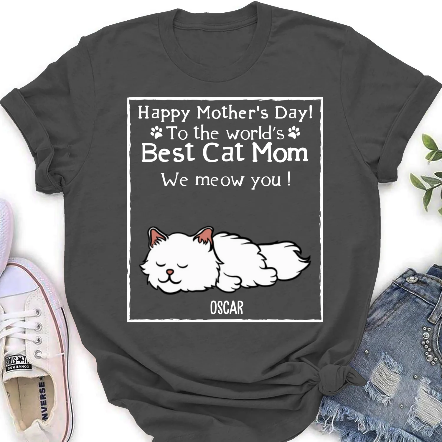 You Are The Best Cat Mom - Personalized Custom Women's T-Shirt - Image 9