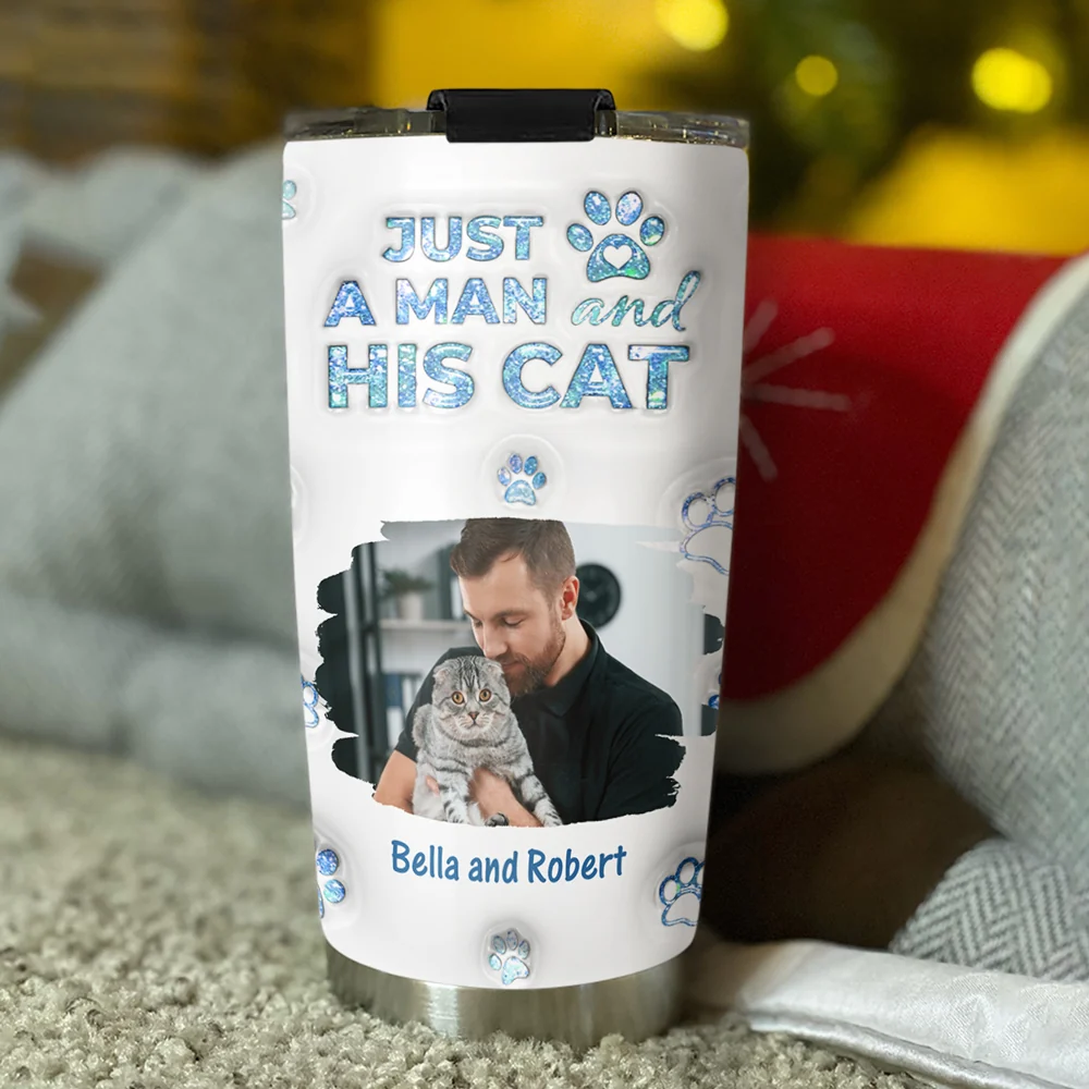 You Are The Miracle Cat Dad Photo Ver - Personalized Custom 3D Inflated Effect Tumbler - Image 3