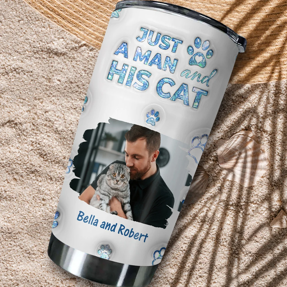 You Are The Miracle Cat Dad Photo Ver - Personalized Custom 3D Inflated Effect Tumbler - Image 4