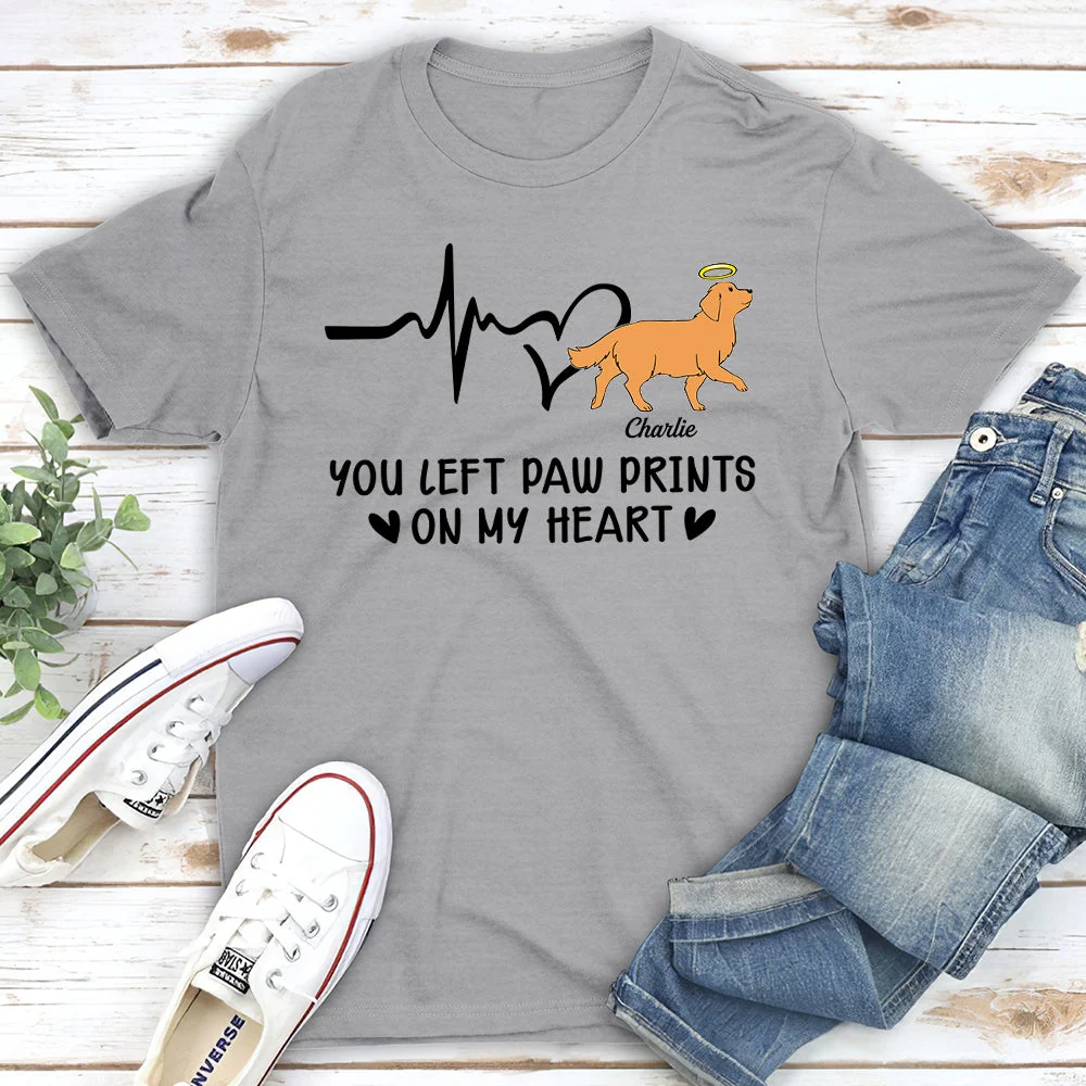 You Left Pawprints 2 - Personalized Custom Unisex T-shirt - Image 2