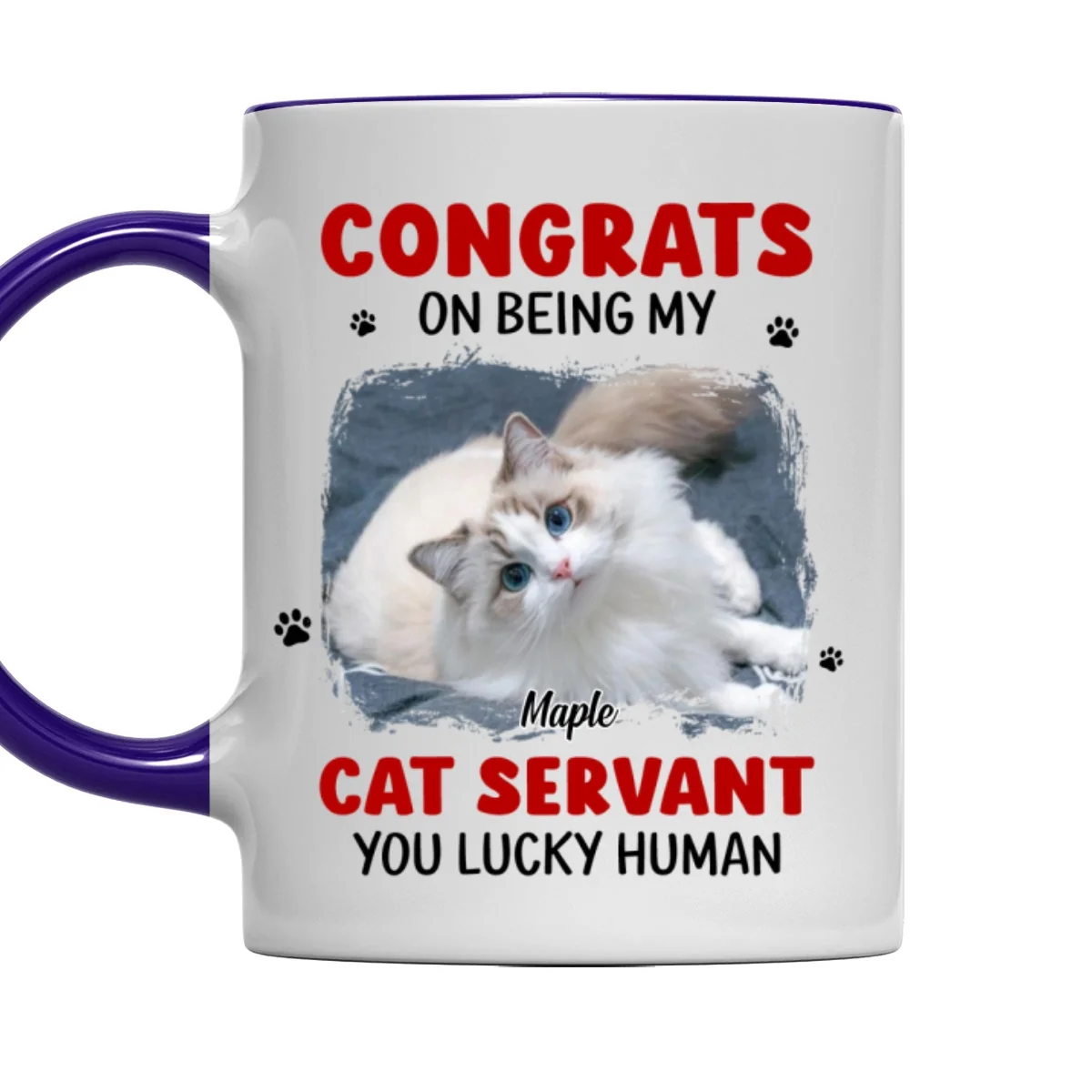 You Lucky Hooman Cat Servant Photo - Personalized Custom Accent Mug - Image 10