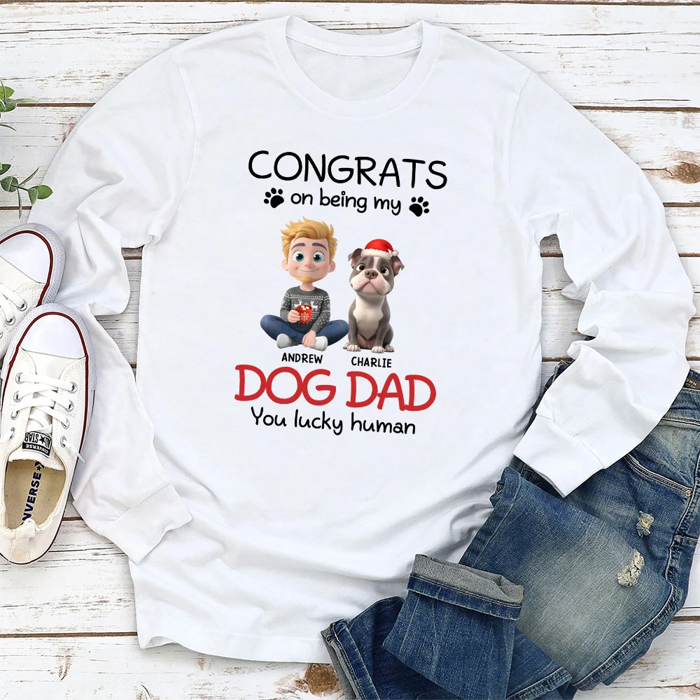 You Lucky Human Cartoon - Personalized Custom Long Sleeve T-Shirt - Image 2