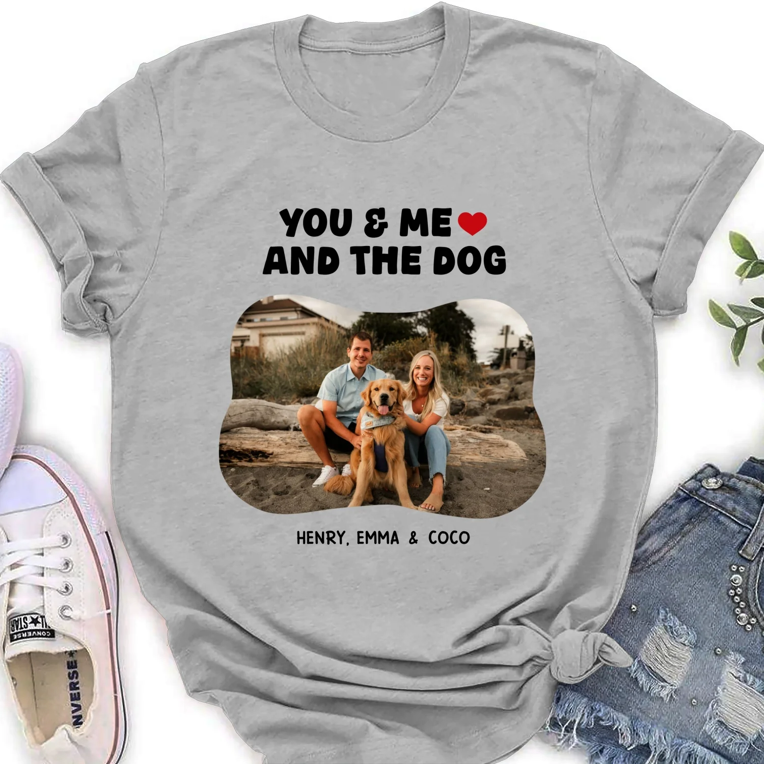 You Me And Dogs Photo - Personalized Custom Women's T-Shirt - Image 3