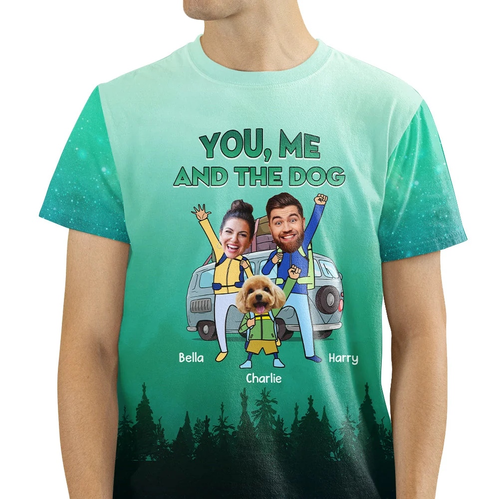 You, Me And The Dog - Personalized Custom Photo All-over-print T-shirt - Image 2