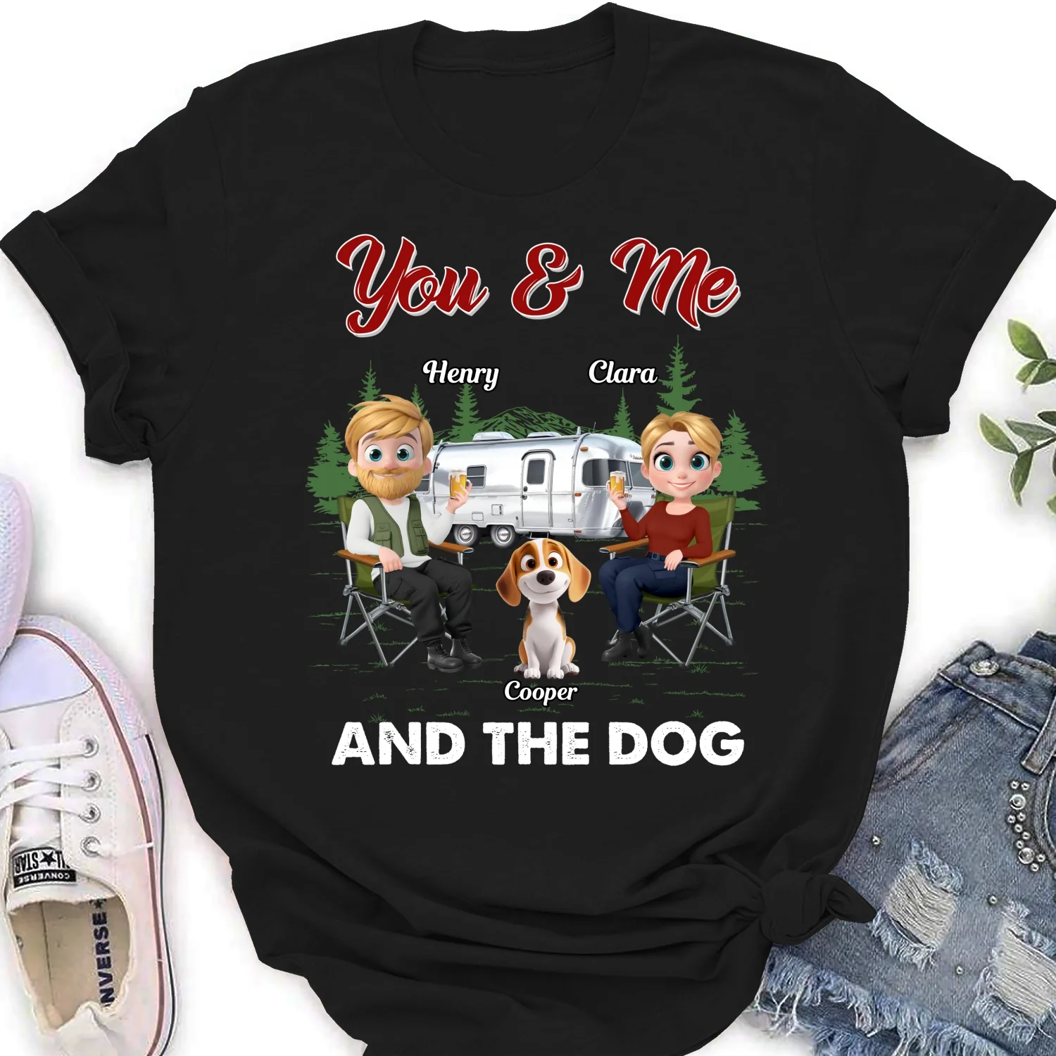 You Me And The Dogs - Personalized Custom Women T-shirt - Image 5