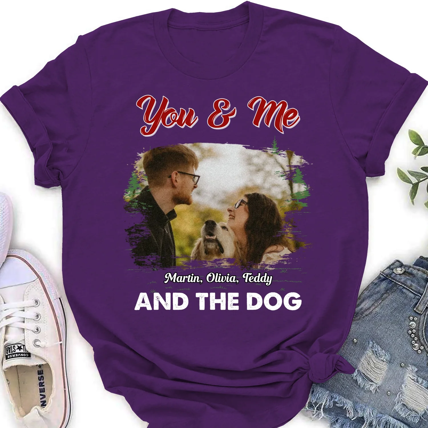 You Me And The Dogs Photo - Personalized Custom Women T-Shirt - Image 8