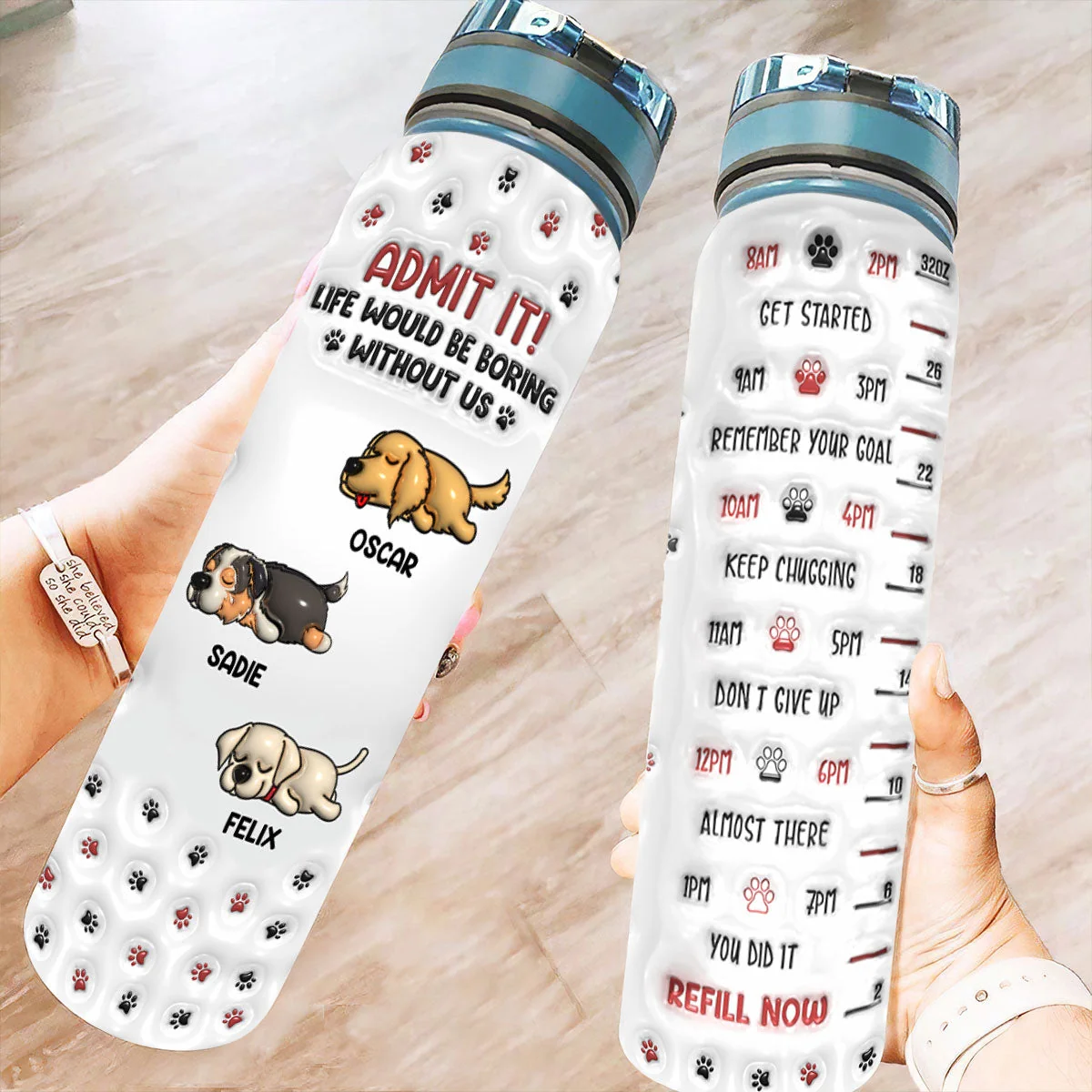 You Will Be Boring Without Us Version 2 - Personalized Custom 3D Inflated Effect Water Tracker Bottle - Image 3