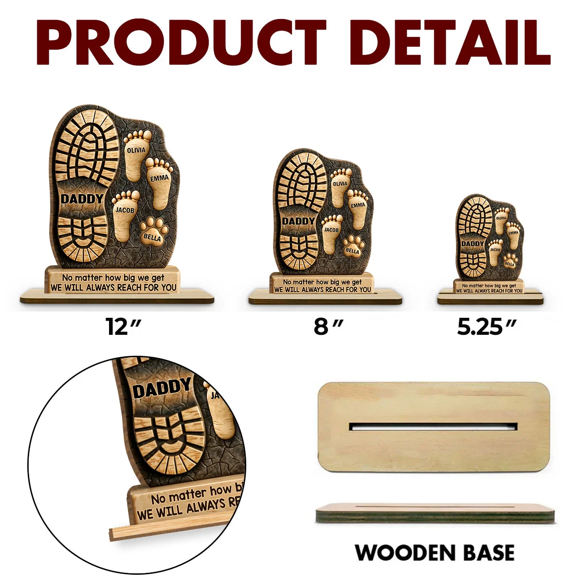 Your Footsteps Led Our Way - Personalized Custom 2-Layer Wood Plaque With Flat Base - Image 6